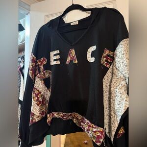 POL Black Top with Floral Accents